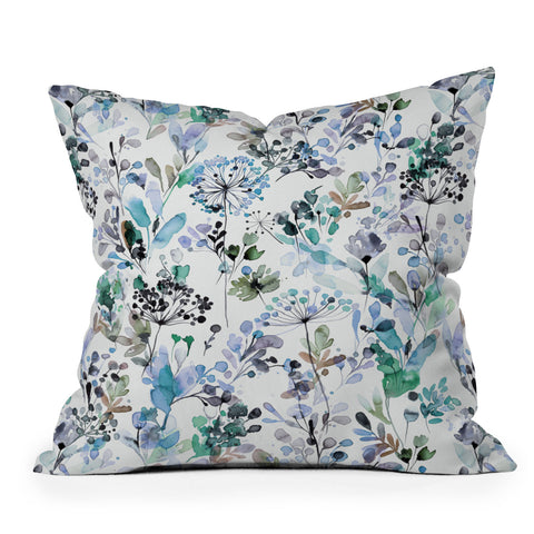 Ninola Design Wild Grasses Blue Throw Pillow