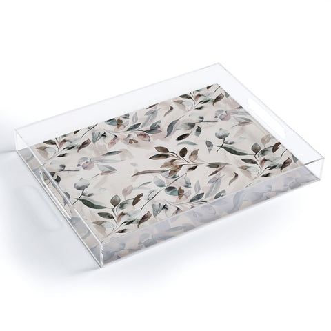 Ninola Design Winter Leaves Neutral Acrylic Tray