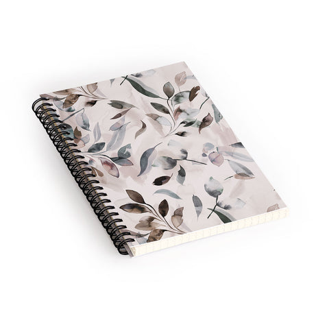 Ninola Design Winter Leaves Neutral Spiral Notebook