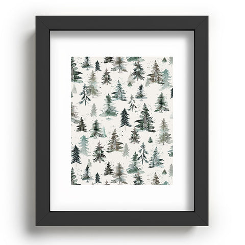 Ninola Design Winter Snow Trees Forest Neutral Recessed Framing Rectangle