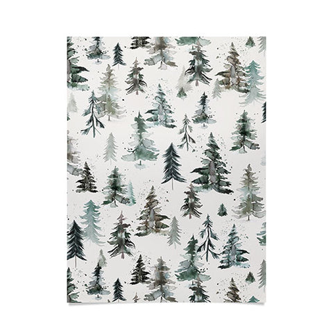 Ninola Design Winter Snow Trees Forest Neutral Poster