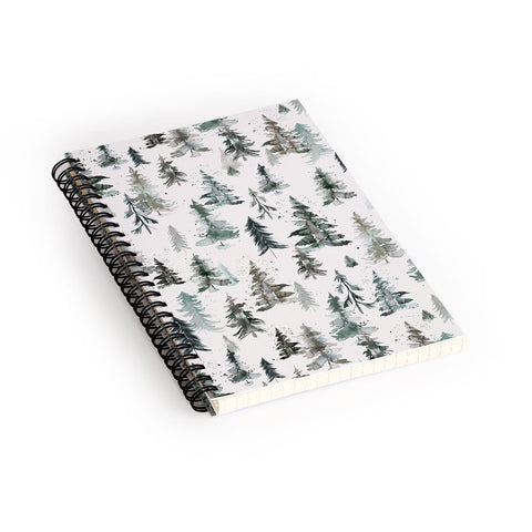 Ninola Design Winter Snow Trees Forest Neutral Spiral Notebook
