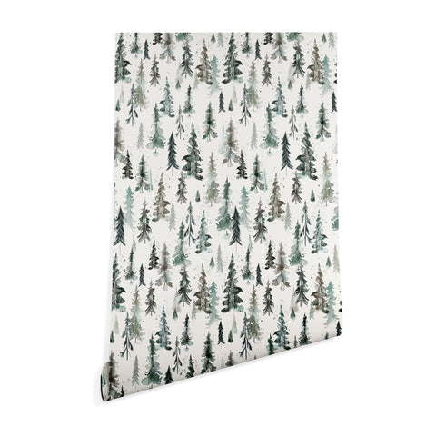 Ninola Design Winter Snow Trees Forest Neutral Wallpaper