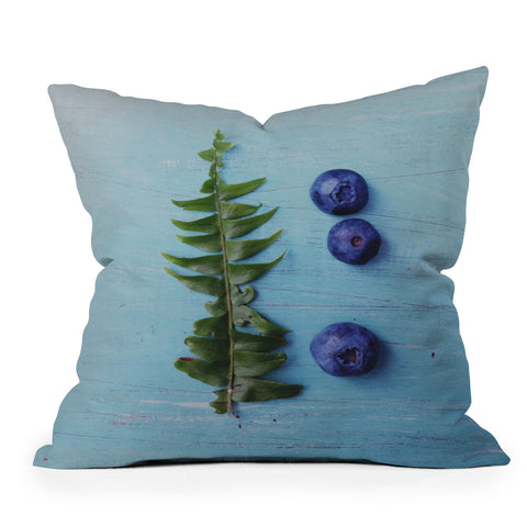 Olivia St Claire Blueberries and Fern Outdoor Throw Pillow