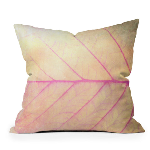 Olivia St Claire Pink Leaf Abstract Outdoor Throw Pillow