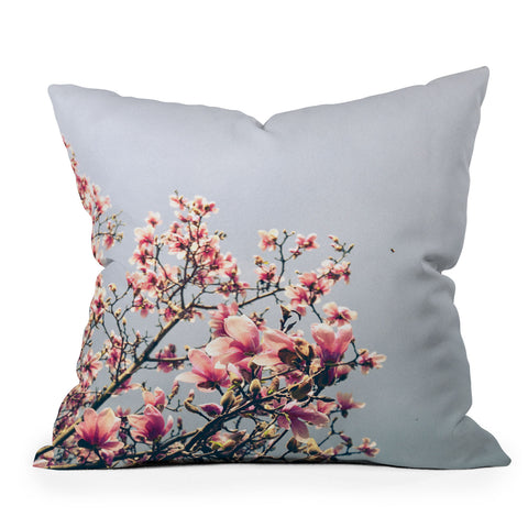 Olivia St Claire Pink Magnolia Outdoor Throw Pillow