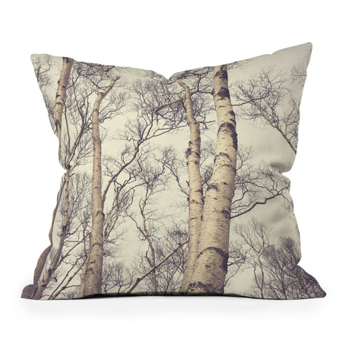 Olivia St Claire Winter Birch Trees Outdoor Throw Pillow