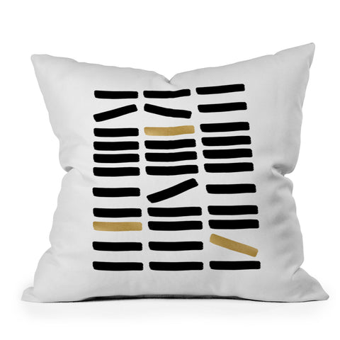 Orara Studio Black and Gold Abstract Outdoor Throw Pillow