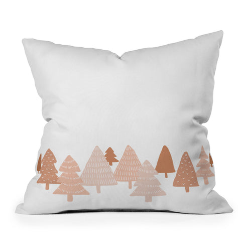 Orara Studio Blush Winter Trees Outdoor Throw Pillow
