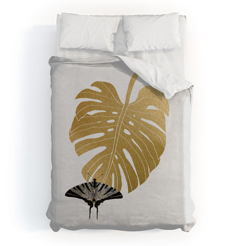 Orara Studio Butterfly and Monstera Leaf Duvet Cover