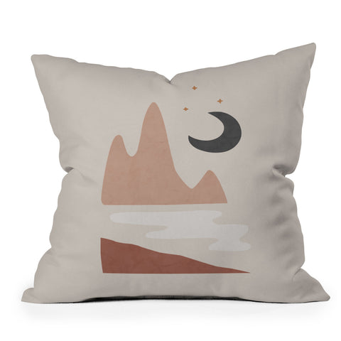 Orara Studio Landscape And Moon Outdoor Throw Pillow