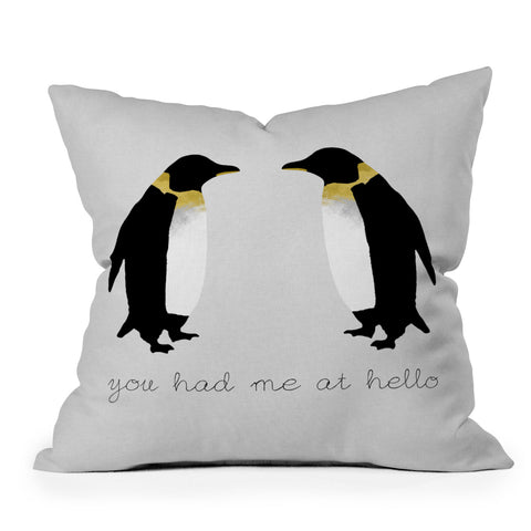 Orara Studio Penguin Quote Outdoor Throw Pillow
