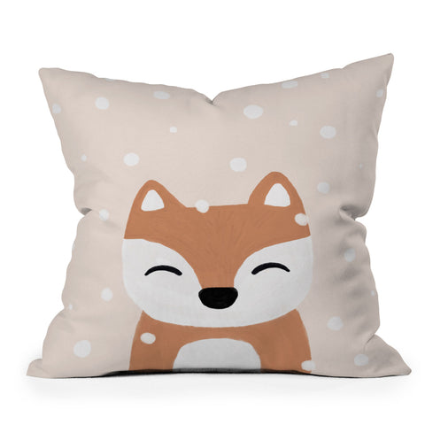 Orara Studio Snow And Fox Outdoor Throw Pillow