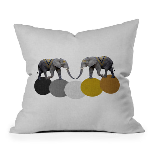 Orara Studio Tribal Elephants Outdoor Throw Pillow
