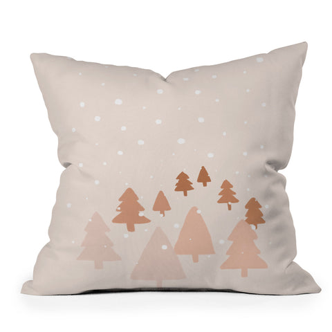 Orara Studio Winter Forest Landscape Outdoor Throw Pillow