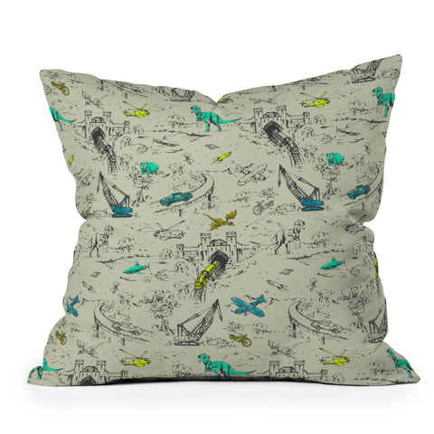Pattern State Adventure Toile Outdoor Throw Pillow