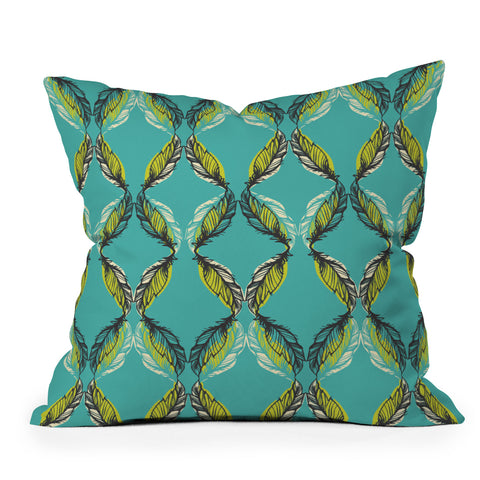 Pattern State Feather Aquatic Outdoor Throw Pillow