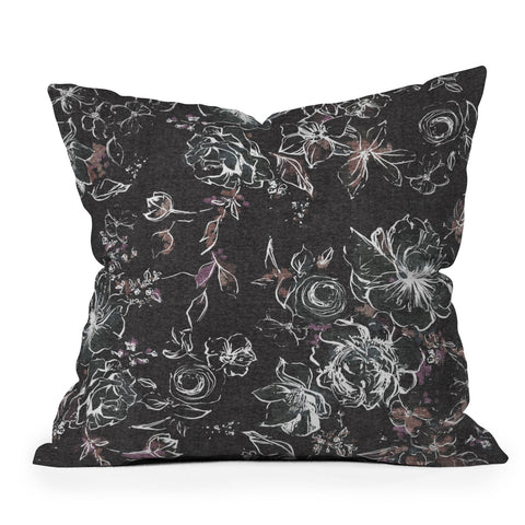 Pattern State Floral Charcoal Linen Outdoor Throw Pillow