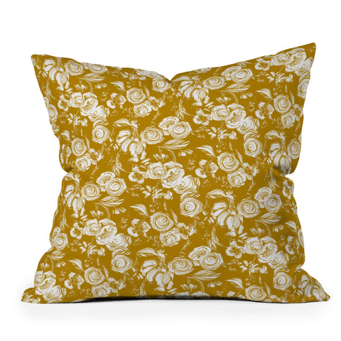 Pattern State Floral Sketch Ginger Outdoor Throw Pillow