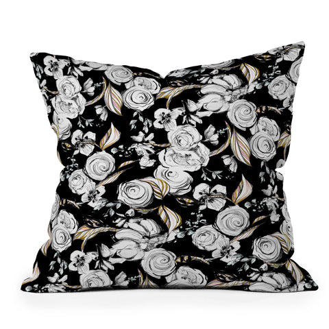 Pattern State Floral Sketch Midnight Outdoor Throw Pillow