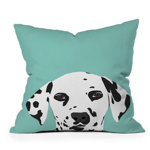 Petfriendly Dalmatian cute puppy dog black Outdoor Throw Pillow