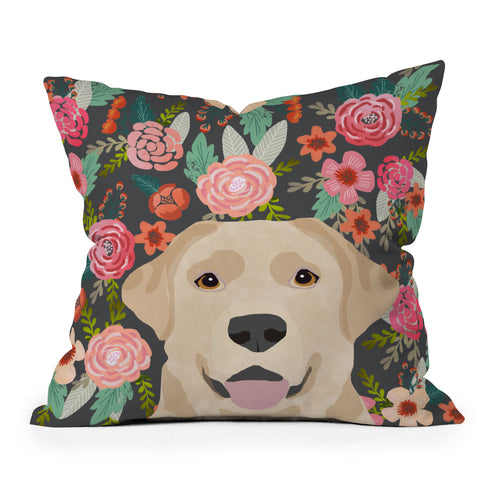 Petfriendly Yellow Lab dog portrait Outdoor Throw Pillow