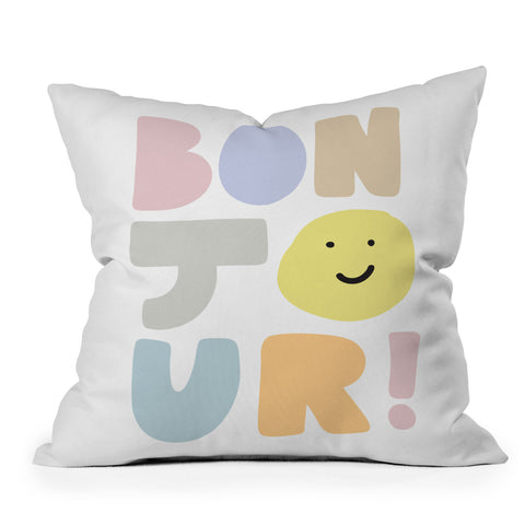 Phirst Bonjour smile Outdoor Throw Pillow