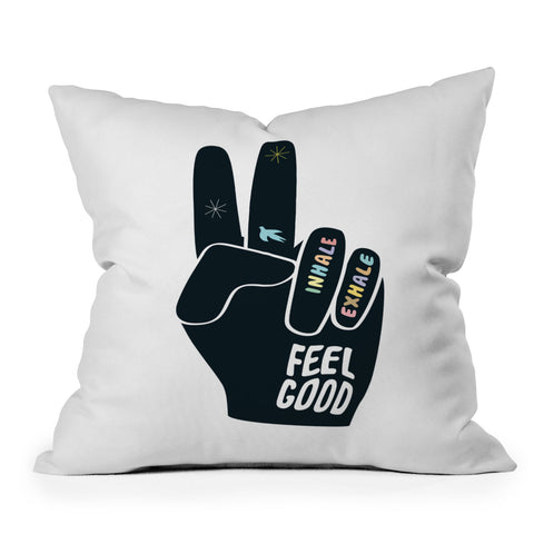 Phirst Inhale Exhale Peace Sign Outdoor Throw Pillow