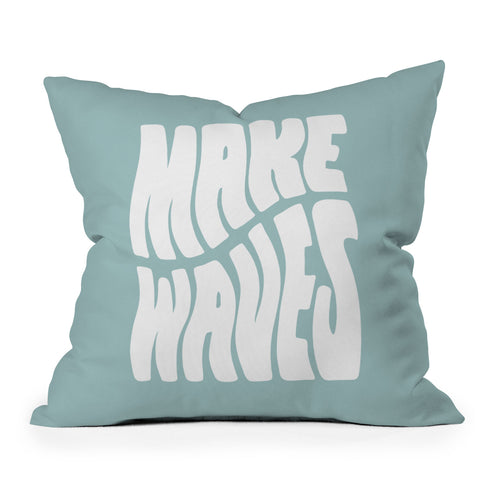 Phirst Make Waves Pale Blue Outdoor Throw Pillow