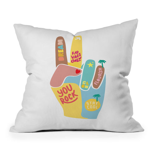 Phirst Motivational Peace Out Outdoor Throw Pillow