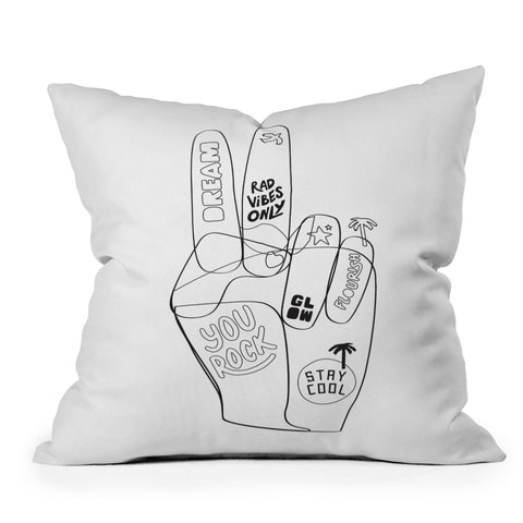 Phirst Peace Out Line Art Outdoor Throw Pillow