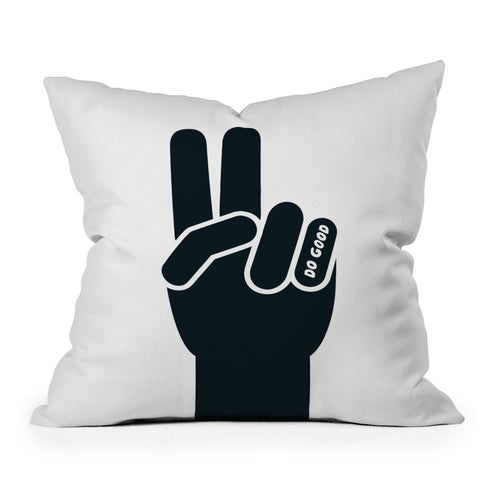 Phirst Peace Sign Do Good BW Outdoor Throw Pillow