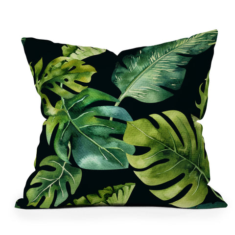 PI Photography and Designs Botanical Tropical Palm Leaves Outdoor Throw Pillow