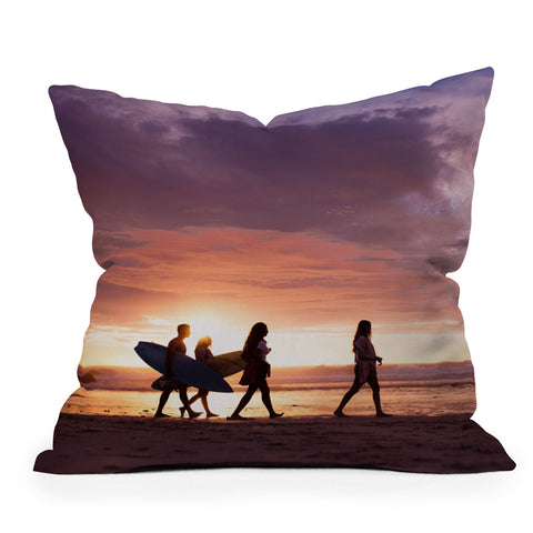 PI Photography and Designs Surfers Sunset Photo Outdoor Throw Pillow