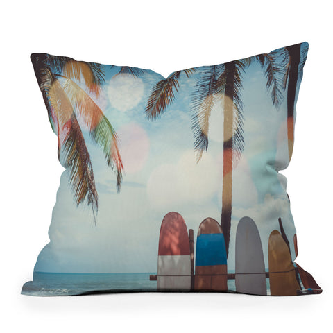 PI Photography and Designs Tropical Surfboard Scene Outdoor Throw Pillow