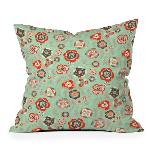 Pimlada Phuapradit Candy Floral Baby Blue Outdoor Throw Pillow