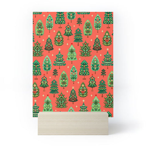 Pimlada Phuapradit Christmas Trees red Mini Art Print