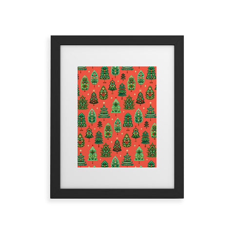 Pimlada Phuapradit Christmas Trees red Framed Art Print