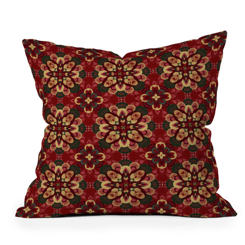 Pimlada Phuapradit Floral baubles in red Outdoor Throw Pillow