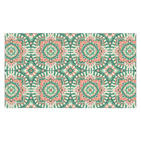 Pimlada Phuapradit Floral Mandala Tiles Green Tablecloth