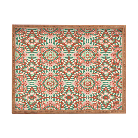 Pimlada Phuapradit Floral Mandala Tiles Rectangular Tray