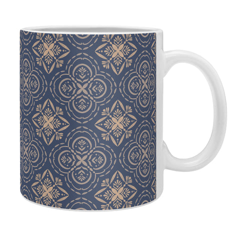 Pimlada Phuapradit Floral Tiles 9 Cyan Blue Coffee Mug