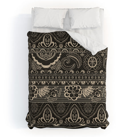 Pimlada Phuapradit Lace drawing charcoal and cream Duvet Cover