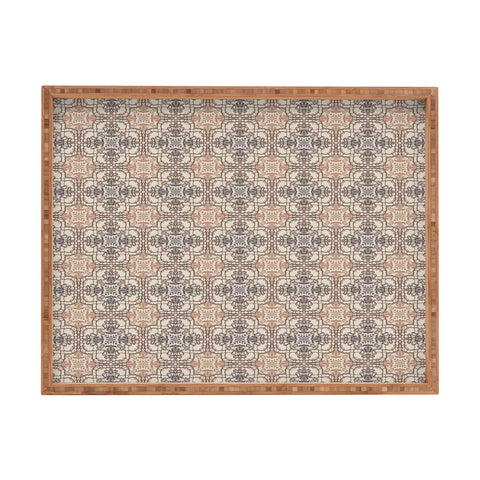 Pimlada Phuapradit Lace Tiles Beige and Brown Rectangular Tray