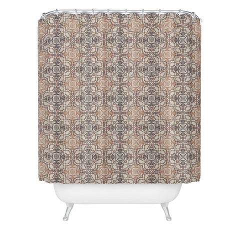 Pimlada Phuapradit Lace Tiles Beige and Brown Shower Curtain