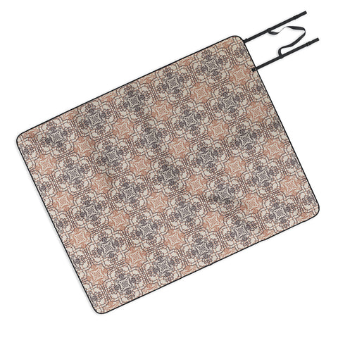 Pimlada Phuapradit Lace Tiles Beige and Brown Picnic Blanket