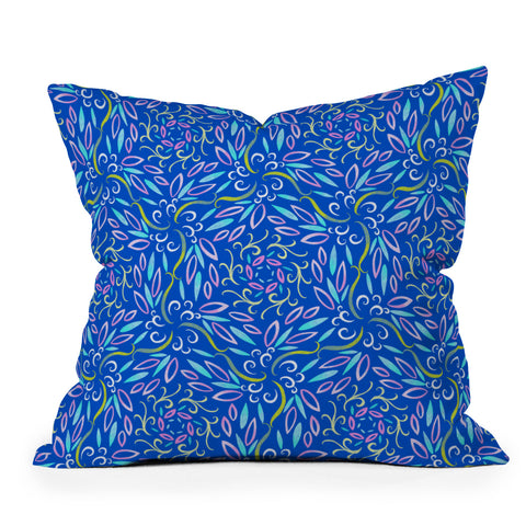 Pimlada Phuapradit Neon blue Outdoor Throw Pillow
