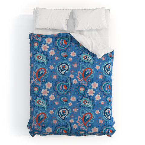 Pimlada Phuapradit Paisley floral blue Duvet Cover