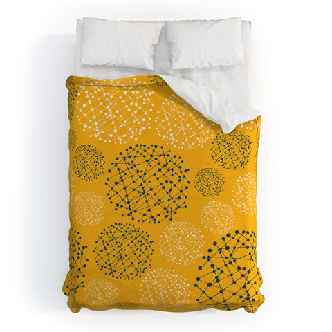 Rachael Taylor Lattice Trail Mustard and Storm Duvet Cover