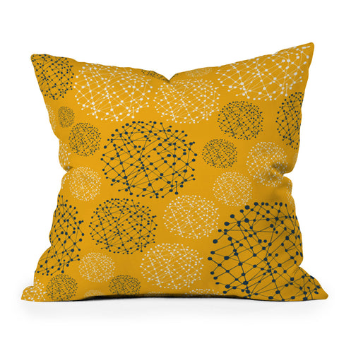 Rachael Taylor Lattice Trail Mustard and Storm Outdoor Throw Pillow